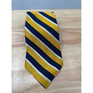 Lauren Ralph Lauren Gold Silk Men's Hand Finished with Tie Silver & Blue Stripes